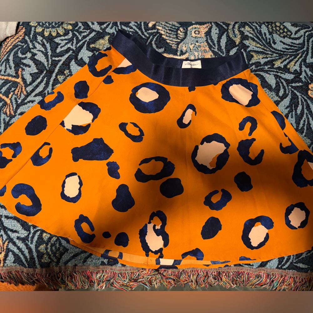 3.1 Phillip Lim Orange and Navy Animal Print Skirt
